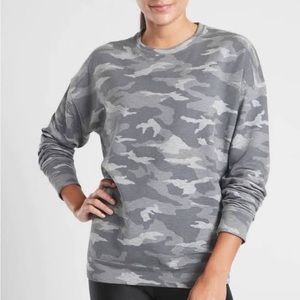 Athleta Gray Camo Balance Crewneck Sweatshirt Sweater Size XS